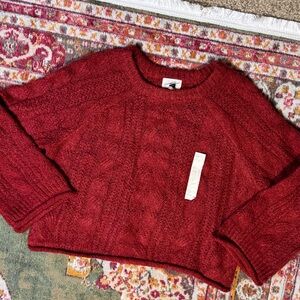 Universal Thread Dark Red Chunky Cable Knit Sweater